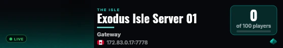 Exodus Isle Server 01 live status badge
