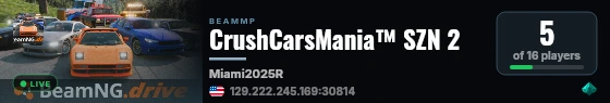 CrushCarsMania™ SZN 2 live status badge