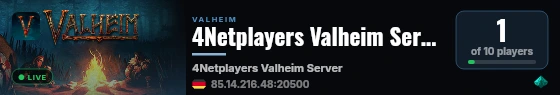 4Netplayers Valheim Server live status badge