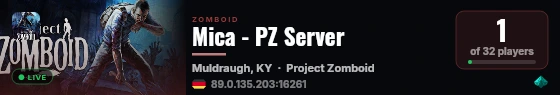 Mica - PZ Server live status badge
