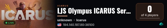LJS Olympus ICARUS Server by g-portal.com live status badge