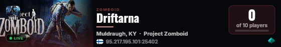 Driftarna live status badge