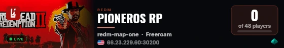 PIONEROS RP live status badge