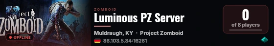 Luminous PZ Server live status badge