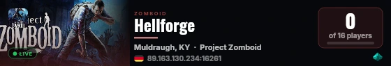 Hellforge live status badge
