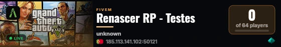 Renascer RP - Testes live status badge