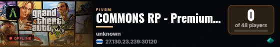 COMMONS RP - Premium FiveM Experience in South East Asia live status badge