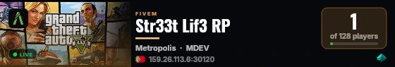 Str33t Lif3 RP live status badge