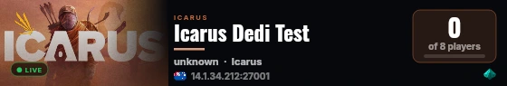 Icarus Dedi Test live status badge