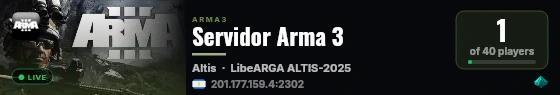 Servidor Arma 3 live status badge
