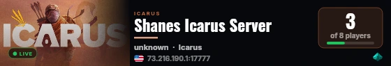 Shanes Icarus Server live status badge