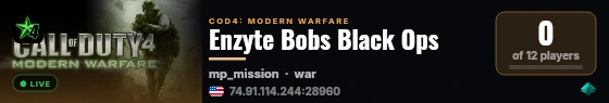 Enzyte Bobs Black Ops live status badge