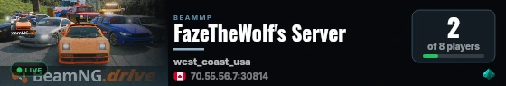 FazeTheWolf's Server live status badge
