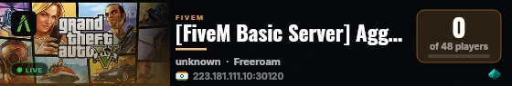 [FiveM Basic Server] Aggrex017 live status badge