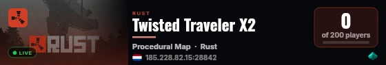 Twisted Traveler X2 live status badge