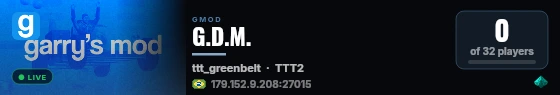 G.D.M. live status badge