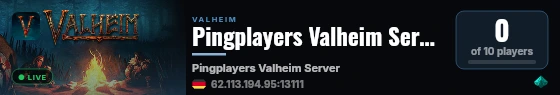Pingplayers Valheim Server live status badge