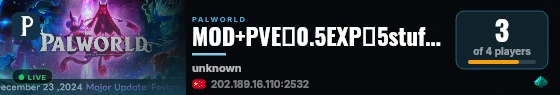 MOD+PVE，0.5EXP，5stuff，NOdrop，NOwipe，NOBOX live status badge