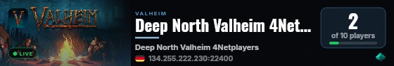 Deep North Valheim 4Netplayers live status badge