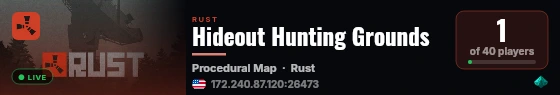 Hideout Hunting Grounds live status badge