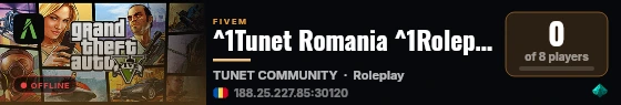 ^1Tunet Romania ^1Roleplay [SV TESTE] live status badge