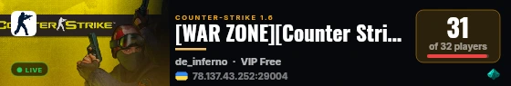 [WAR ZONE][Counter Strike][1.6] live status badge