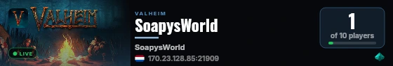 SoapysWorld live status badge