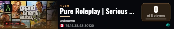 Pure Roleplay | Serious Roleplay | Development Server live status badge