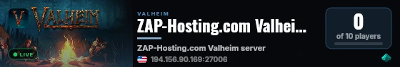 ZAP-Hosting.com Valheim server live status badge