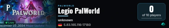 Legio PalWorld live status badge