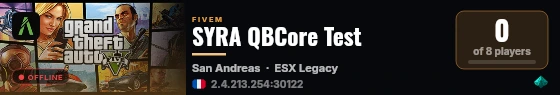 SYRA QBCore Test live status badge