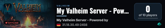 My Valheim Server - Powered by Zynoris live status badge