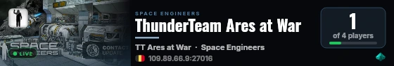 ThunderTeam Ares at War live status badge
