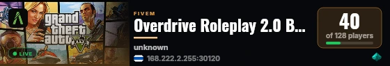 Overdrive Roleplay 2.0 BETA live status badge