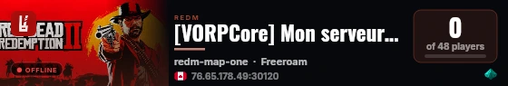 [VORPCore] Mon serveur RedM live status badge