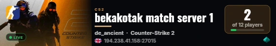 bekakotak match server 1 live status badge