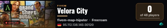 Velora City live status badge