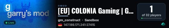 [EU] COLONIA Gaming | Garry's Mod | Sandbox live status badge