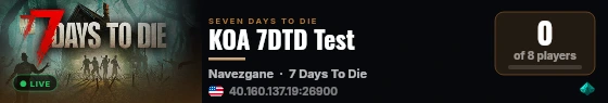 KOA 7DTD Test live status badge