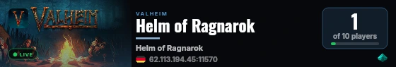 Helm of Ragnarok live status badge