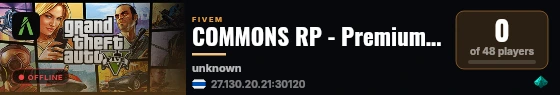 COMMONS RP - Premium FiveM Experience in South East Asia live status badge