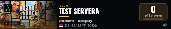 TEST SERVERA live status badge