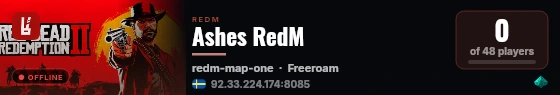 Ashes RedM live status badge