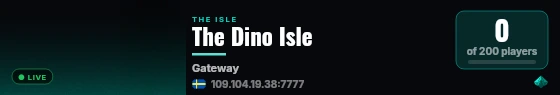 The Dino Isle live status badge