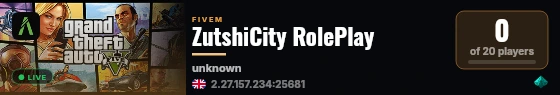 ZutshiCity RolePlay live status badge