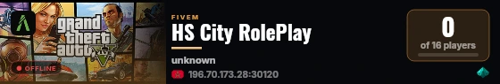 HS City RolePlay live status badge