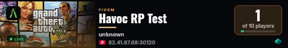 Havoc RP Test live status badge