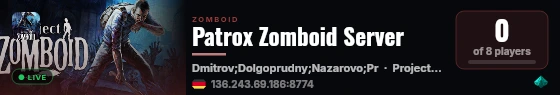 Patrox Zomboid Server live status badge