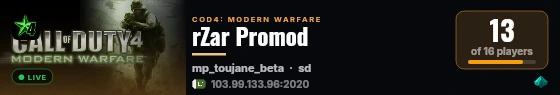 rZar Promod live status badge
