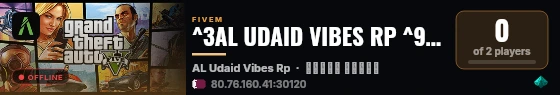 ^3AL UDAID VIBES RP ^9| ^0العديد فايبز للحياة الواقعية ^8V1 live status badge